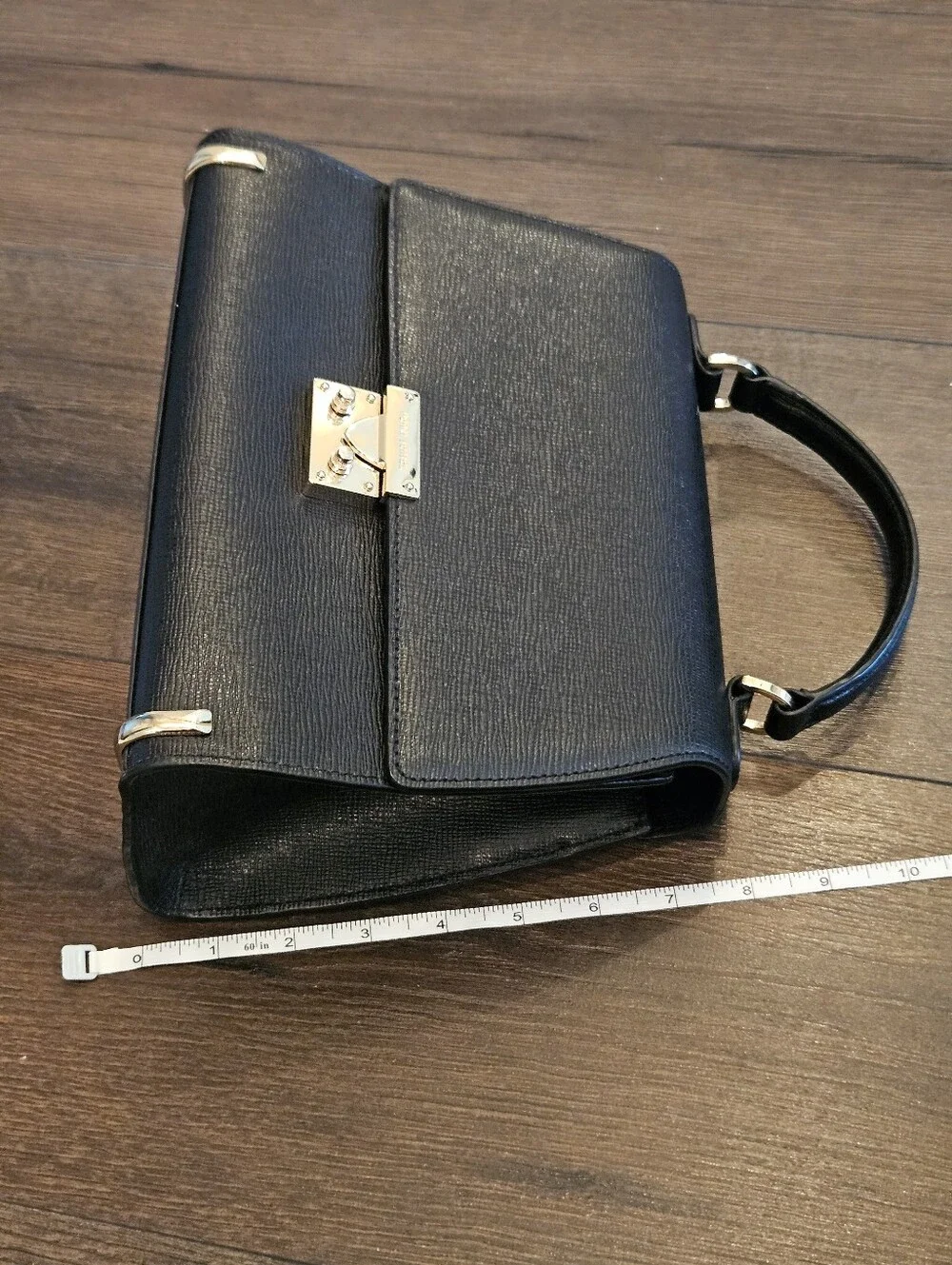 Henri Bendel West 57th Black Leather Satchel Crossbody Top Handle Bag Dust Bag
